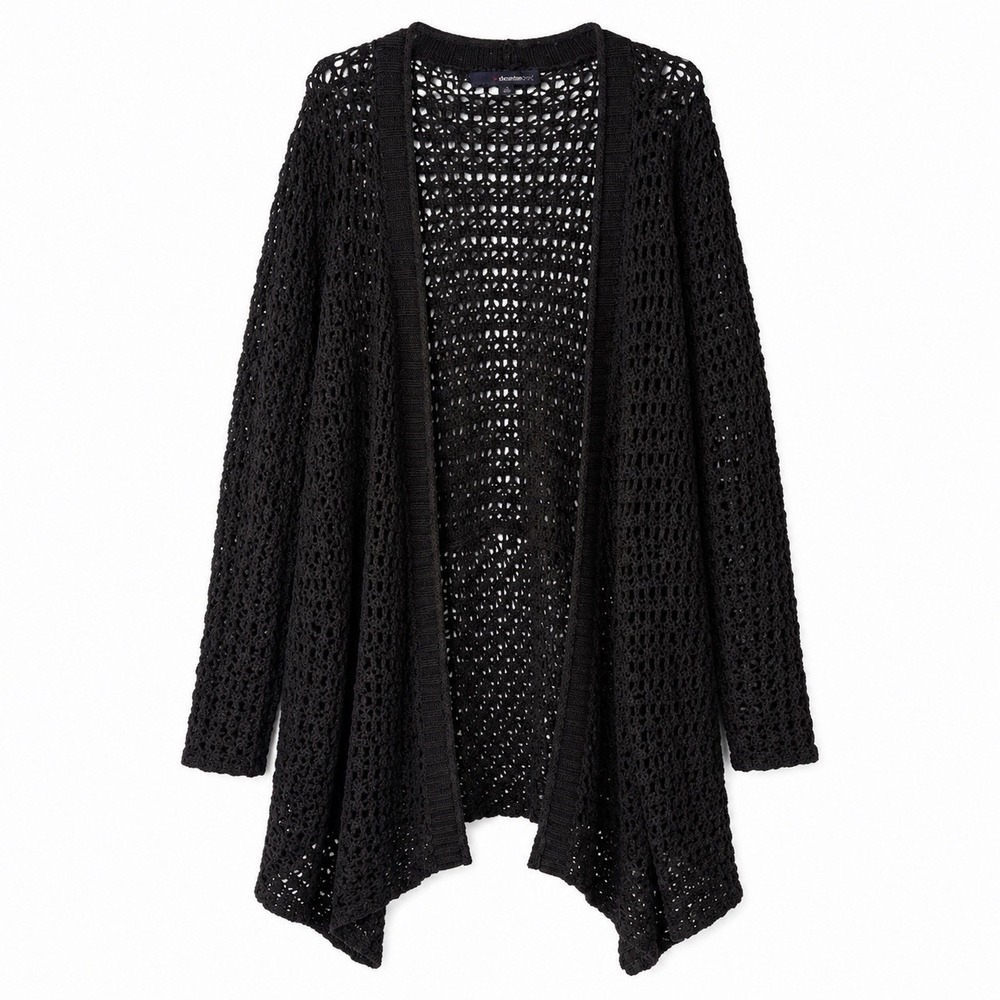 Women's Cotton Long Duster Crochet Look Cardigan Bohemian Festival Wear Size 1X